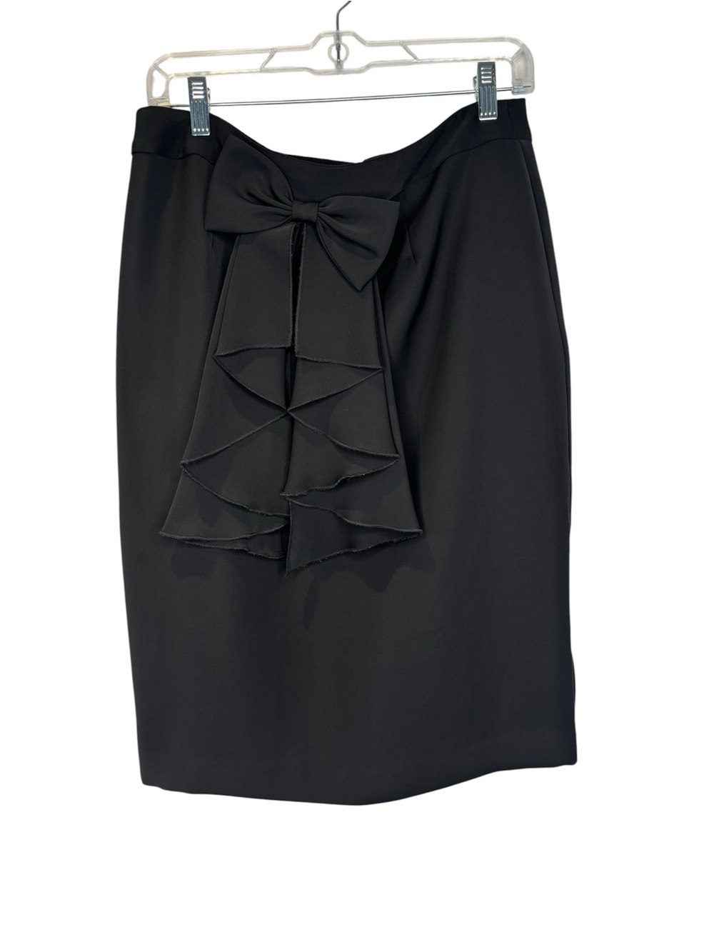 Elegant Vintage Nueva Black Pencil Skirt with Bow ruffle detail size 8
